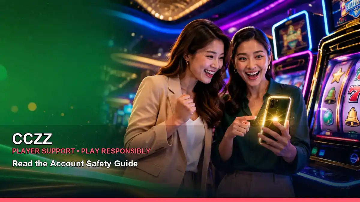 CCZZ policy guide information for Philippine users, presented with a bright first-deposit rewards scene
